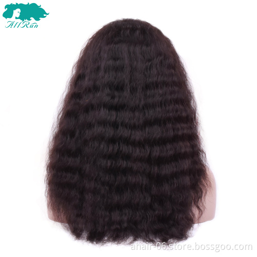 Allrun Factory Wholesale Good Price 360 Lace Front, Deep Wave Real Indian Hair Wig